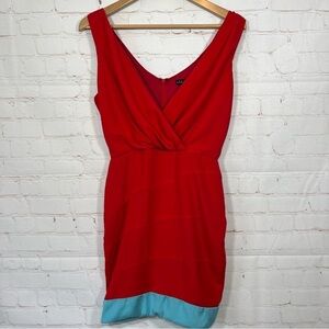 Maria Bianca Nero Dress Womens Medium Red Silk Knee Length Sleeveless Cocktail